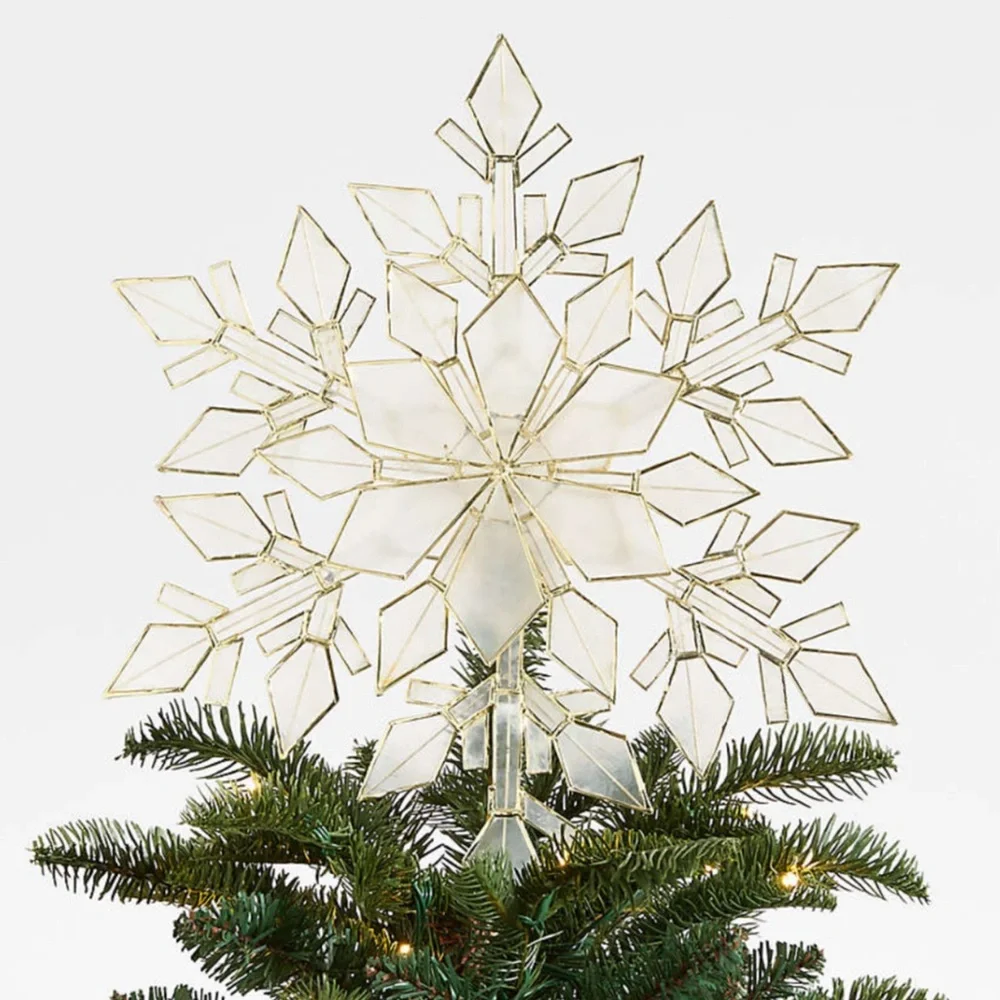 New! ✨🌟✨Crate&Barrel Gold and White Snowflake Tree Topper